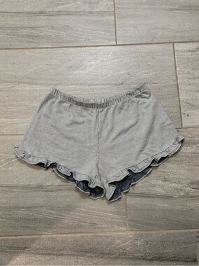 Madewell Striped Ruffle-Trim Shorts in White and Navy